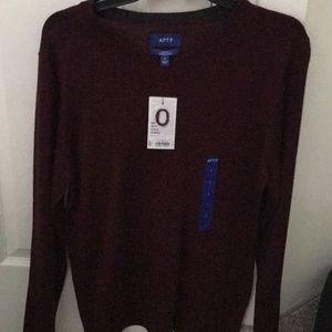APT.9, Merino Blend, Maroon, V neck Sweater